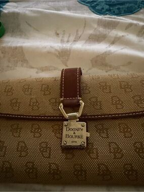 Dooney & Bourke Brown Logo Canvas Crossbody Clutch